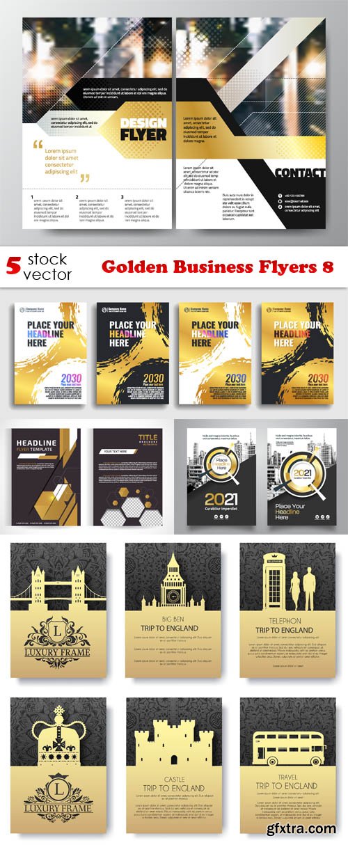 Vectors - Golden Business Flyers 8