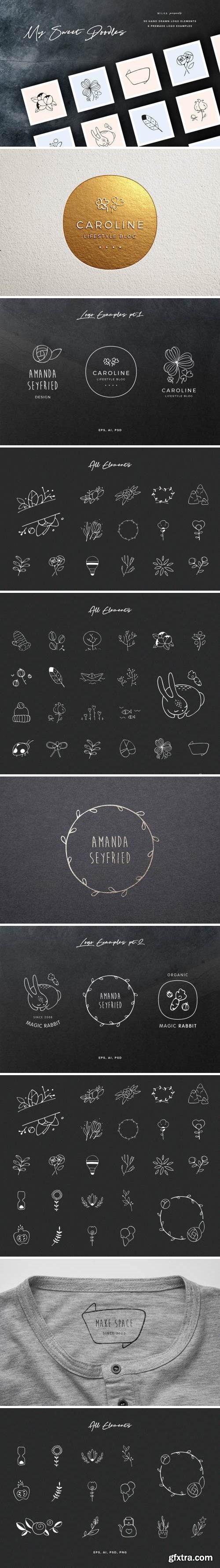 50 Hand Drawn Logo Elements