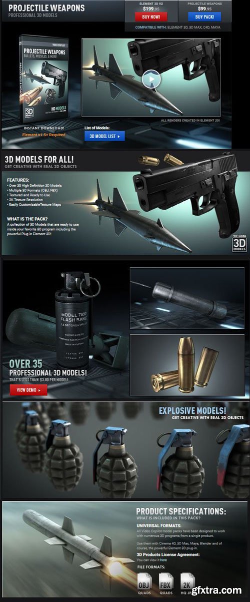 35+ Projectile Weapons - 3D Models