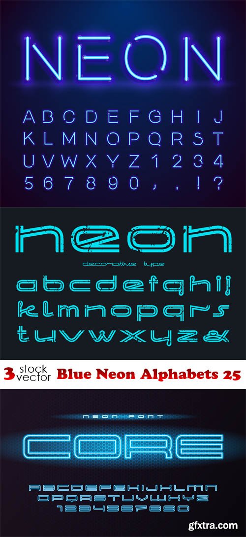 Vectors - Blue Neon Alphabets 25