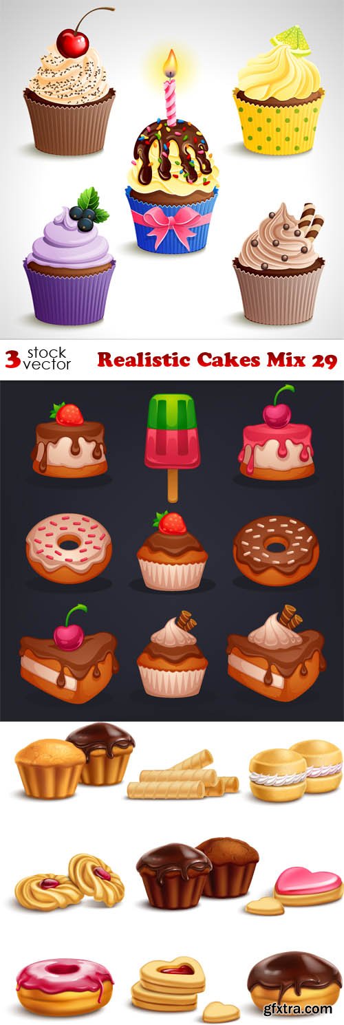 Vectors - Realistic Cakes Mix 29