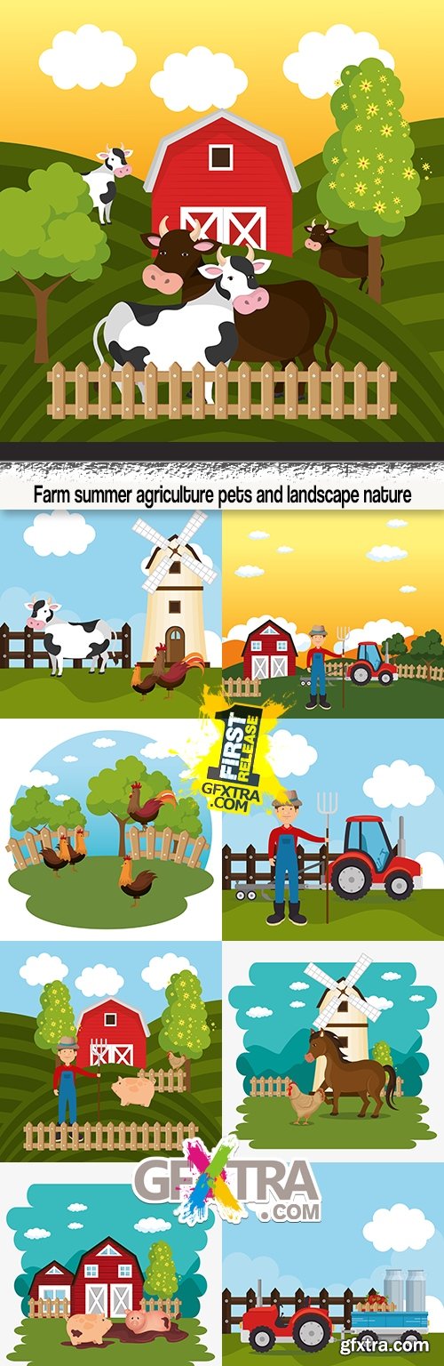 Farm summer agriculture pets and landscape nature