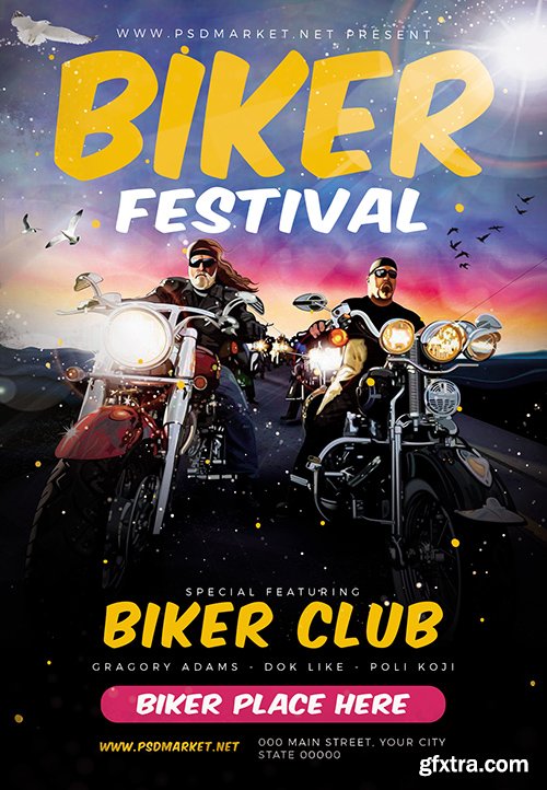 Biker festival flyer – PSD Template