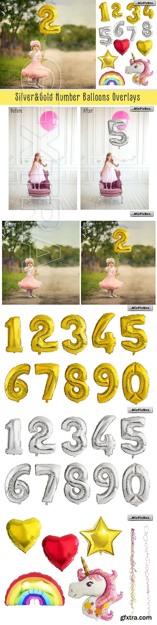 Shaped Number Balloons Overlays