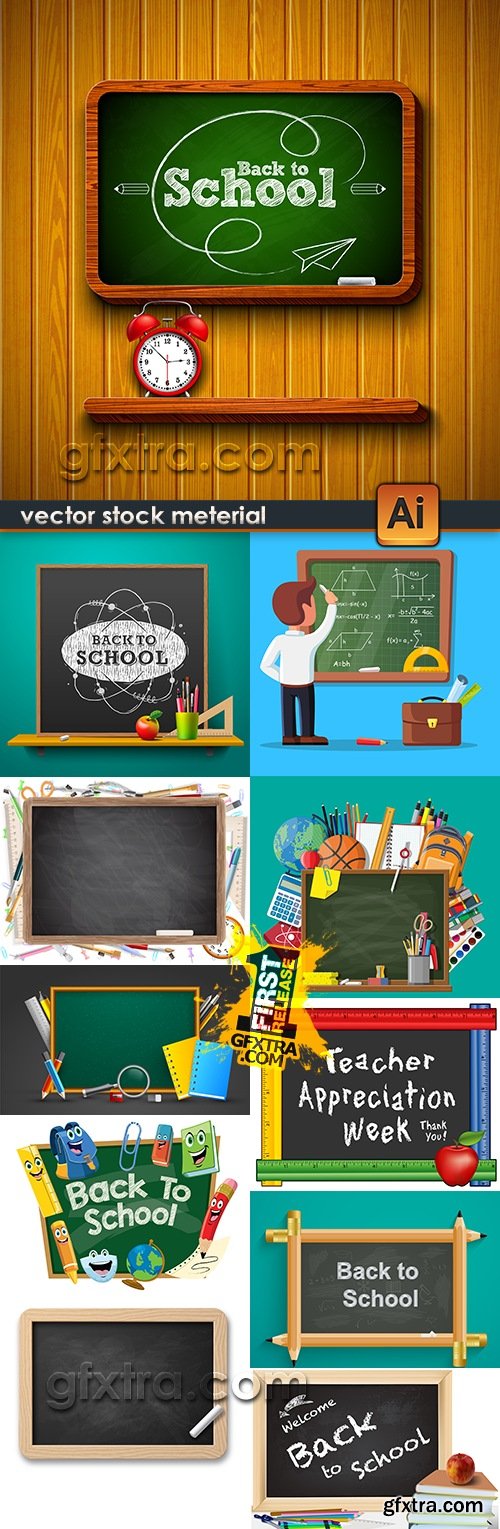 School blackboard vector collection illustrations