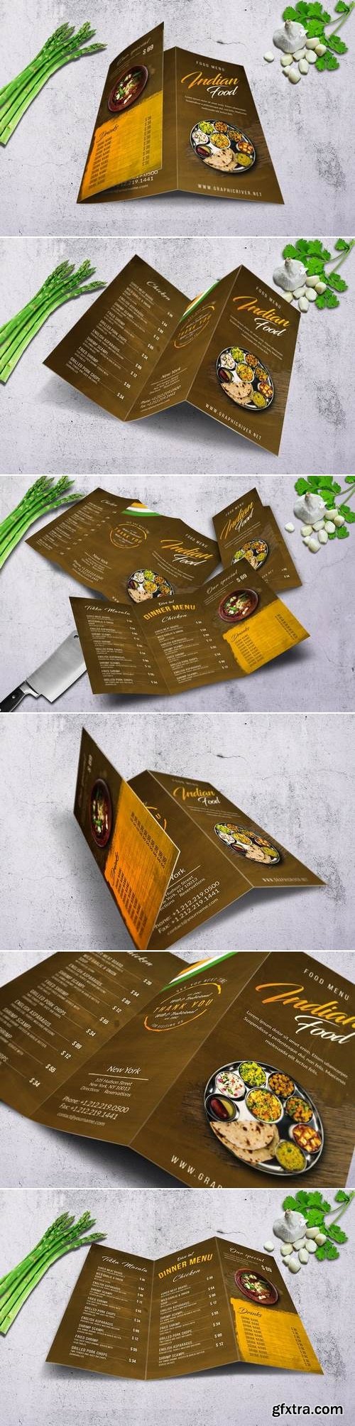 Indian Trifold Food Menu A4 & US Letter