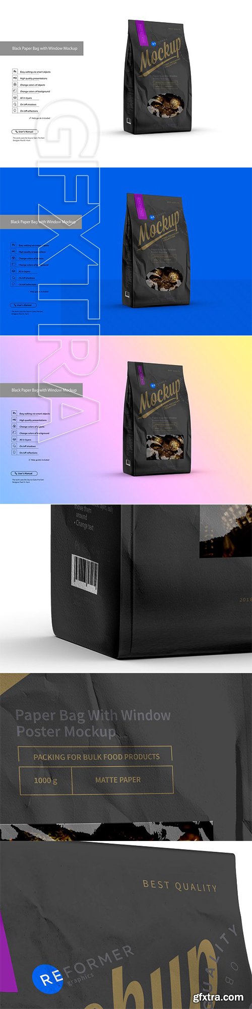 CreativeMarket - Black Paper Bag with Window Mockup 3159104