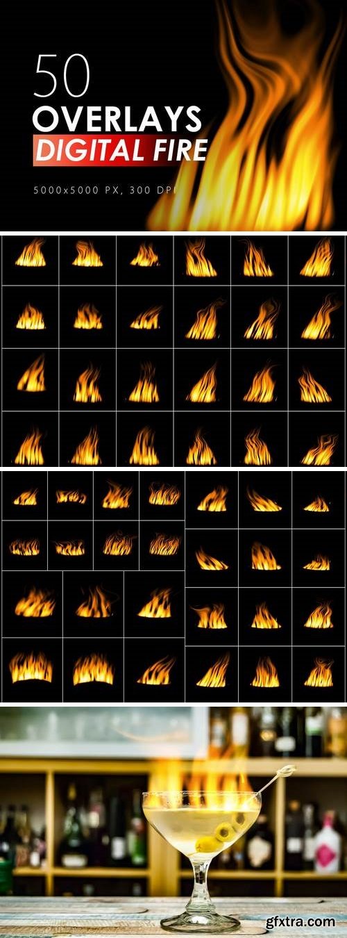 50 Digital Fire Overlays