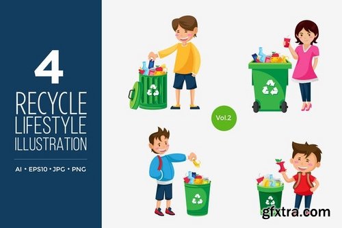 Recycle Lifestyle People Vector Character Set 1