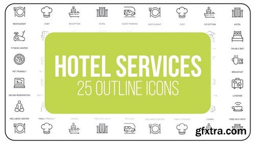 MA - Hotel Service - 25 Outline Icons After Effects Templates 149596