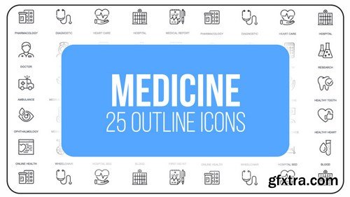 MA - Medicine - 25 Outline Icons After Effects Templates 149598