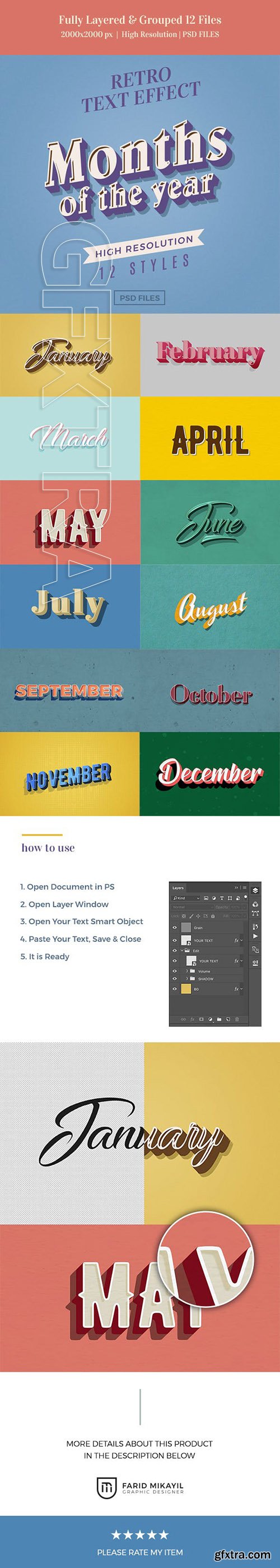 GraphicRiver - Months of the Year Retro Text Effects 23086037