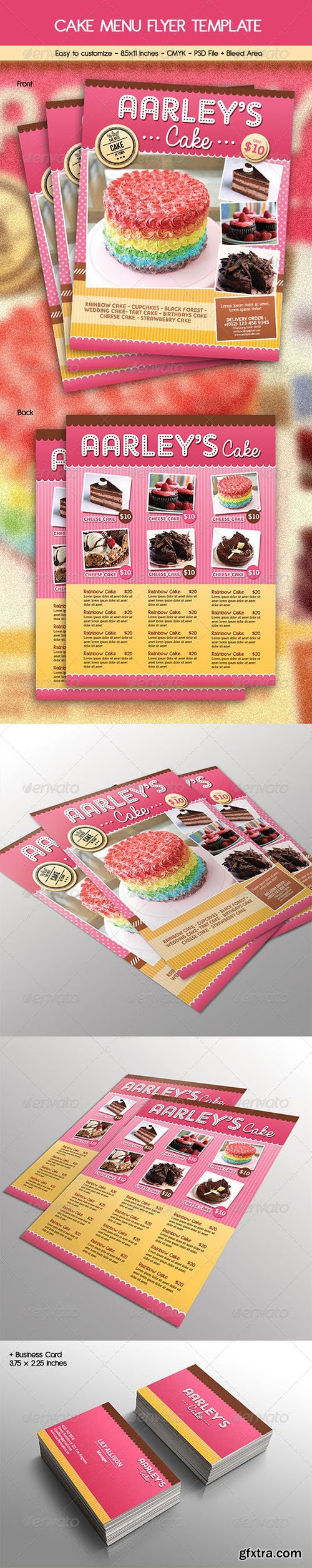 Cake Menu Flyer + Business Card 6784299