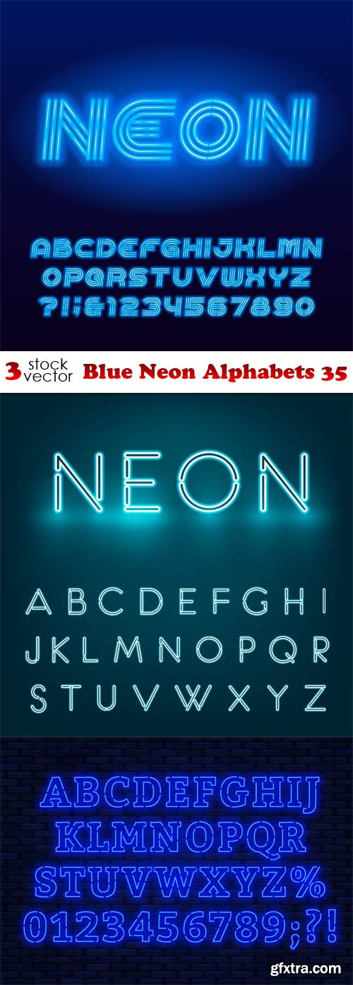 Vectors - Blue Neon Alphabets 35