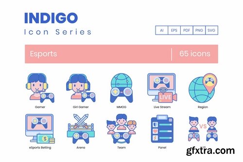65 Esports Icons Indigo Series