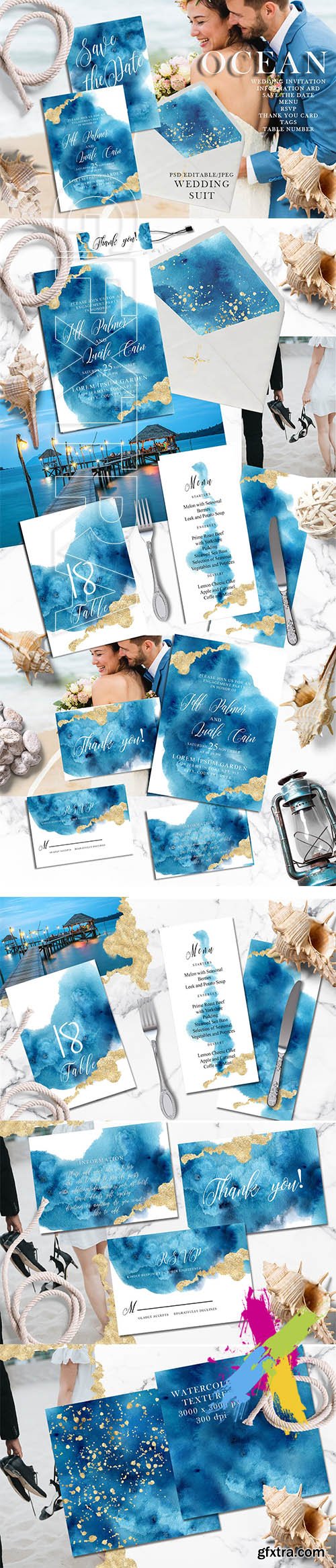 CreativeMarket - Ocean wedding invitations suit 3557254