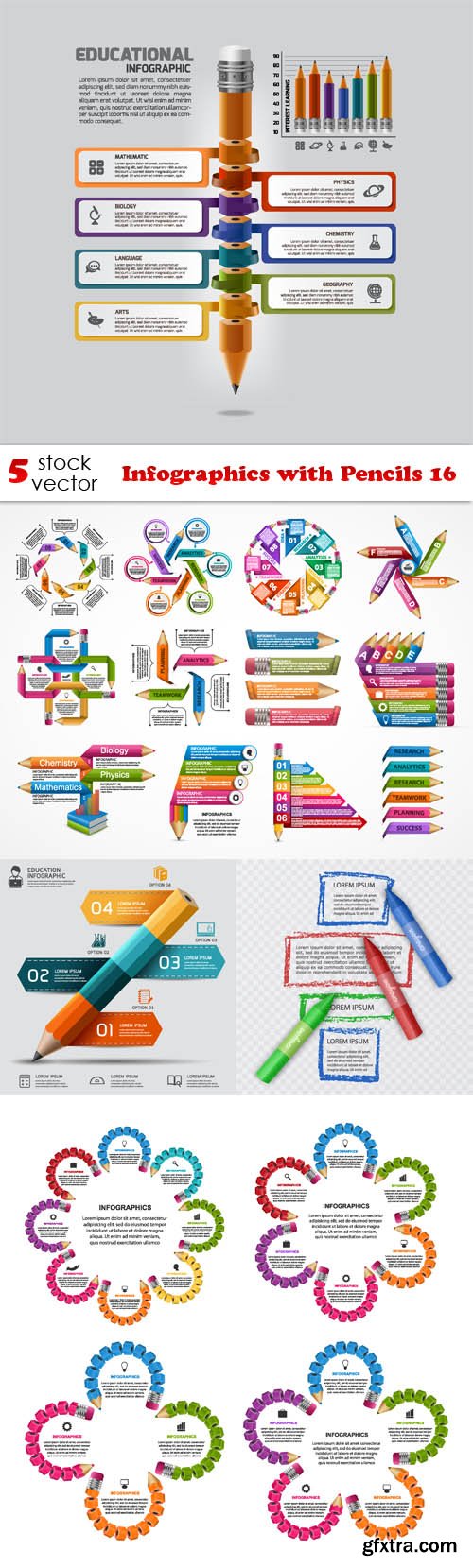 Vectors - Infographics with Pencils 16
