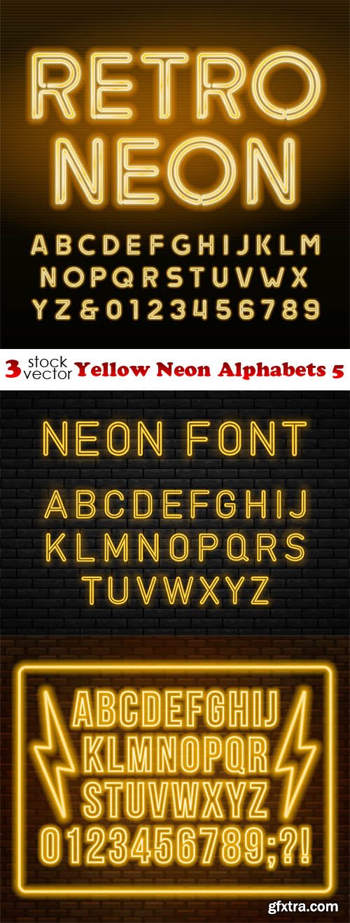 Vectors - Yellow Neon Alphabets 5