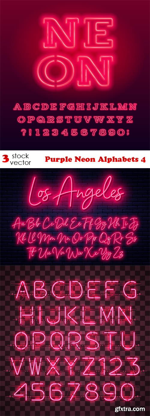 Vectors - Purple Neon Alphabets 4