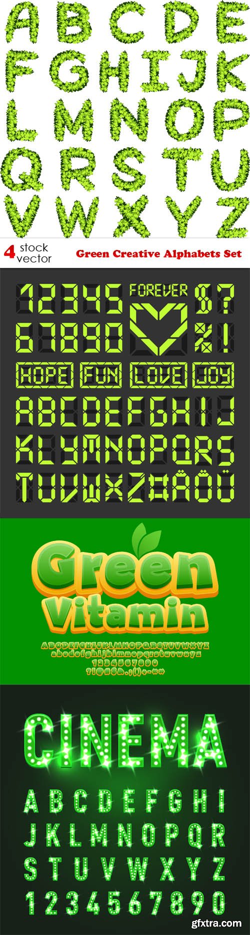 Vectors - Green Creative Alphabets Set