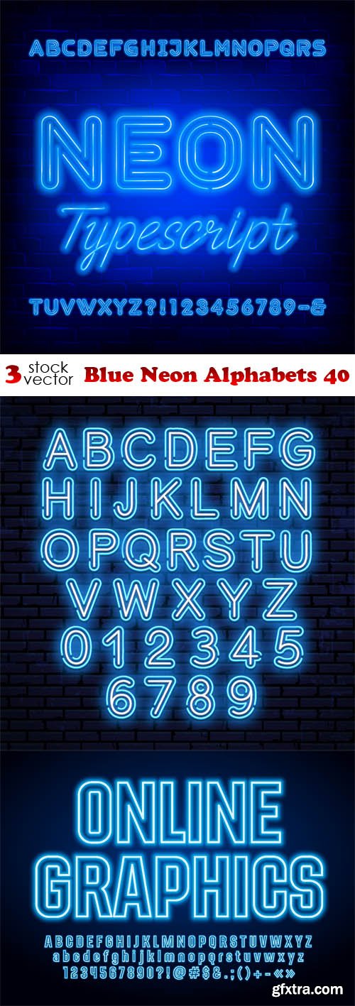 Vectors - Blue Neon Alphabets 40
