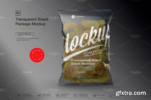 CreativeMarket - Transparent Snack Package Mockup 3672985
