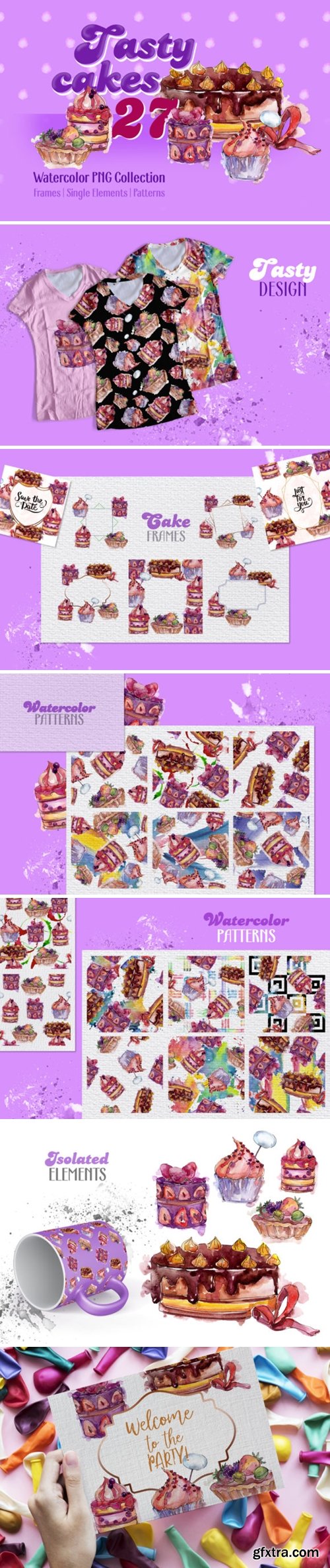 CM - Tasty cakes violet Watercolor png 3739021