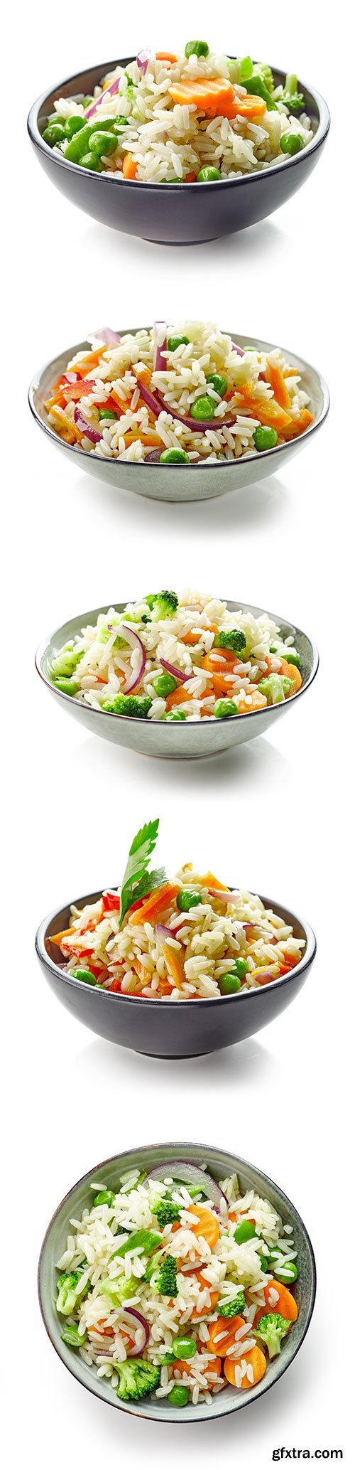 Photo - Bowl Of Rice And Vegetables Isolated - 7xJPGs
