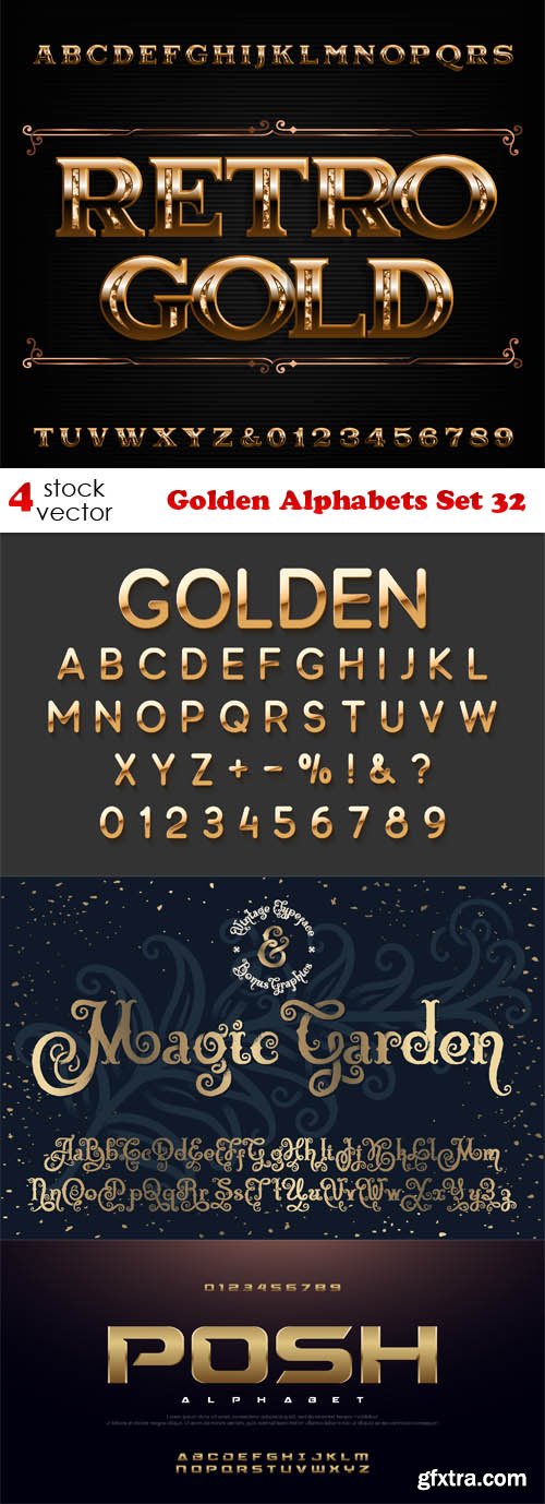 Vectors - Golden Alphabets Set 32