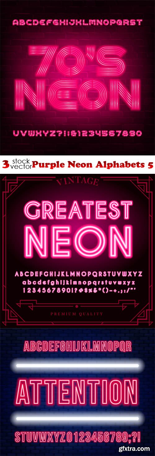 Vectors - Purple Neon Alphabets 5