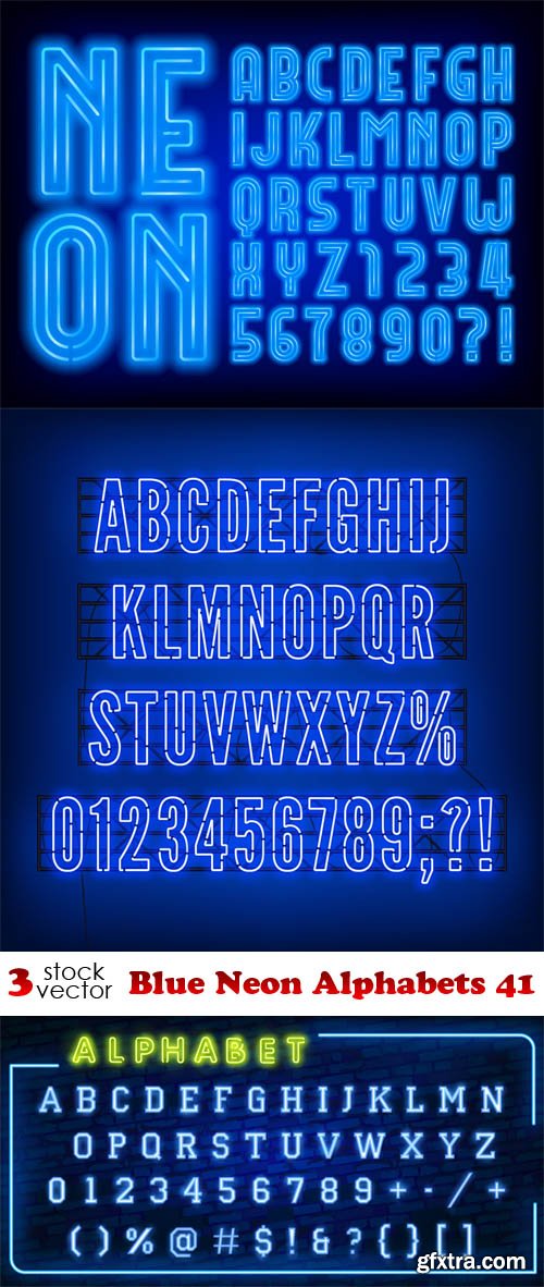 Vectors - Blue Neon Alphabets 41