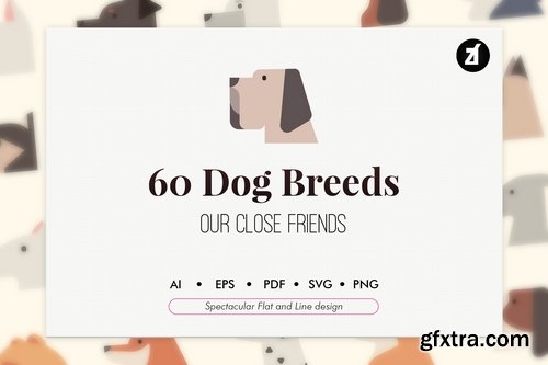60 Dog breeds elements