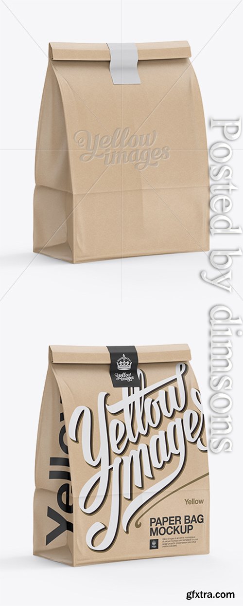 Glossy Kraft Paper Bag Mockup - Halfside View 15508