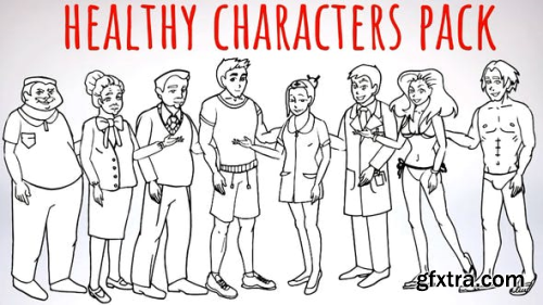 Videohive Healhty Lifestyle - Sport, Fitness, Medicine Characters - Doodle Whiteboard Animation 21415030