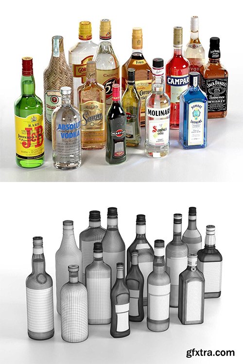 Cgtrader - Collection of Alcoholic Drinks 3D model