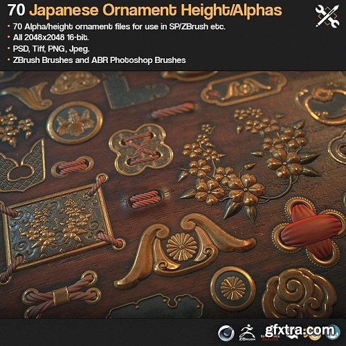 Gumroad - ZBrush/SP - 70 Japanese Ornament Alphas