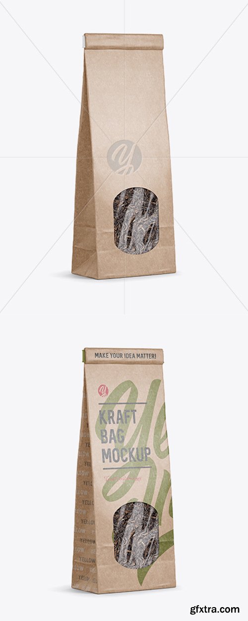 Kraft Paper Bag With Window Mockup - Half Side View 42542