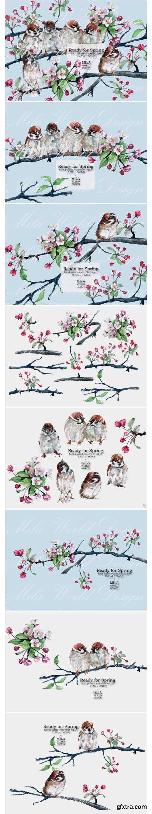 Ready for Spring Watercolor Clip Art 1575503