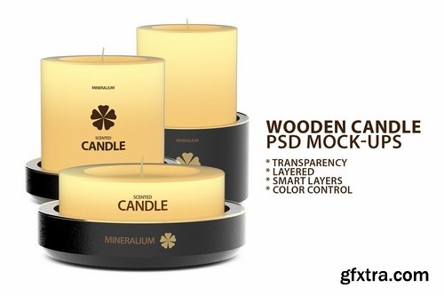 Wooden Candle PSD Mock-ups
