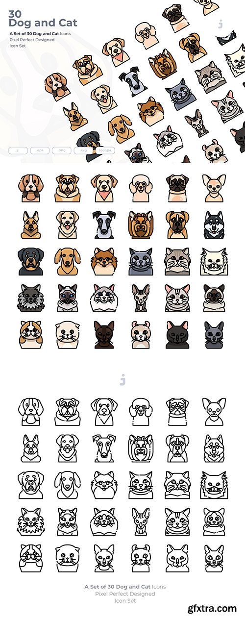 30 Dog and Cat Icons