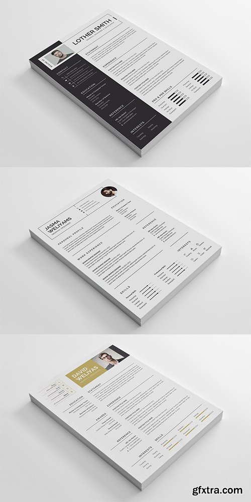 Clean and Minimalist CV / Resume Template - 164-166