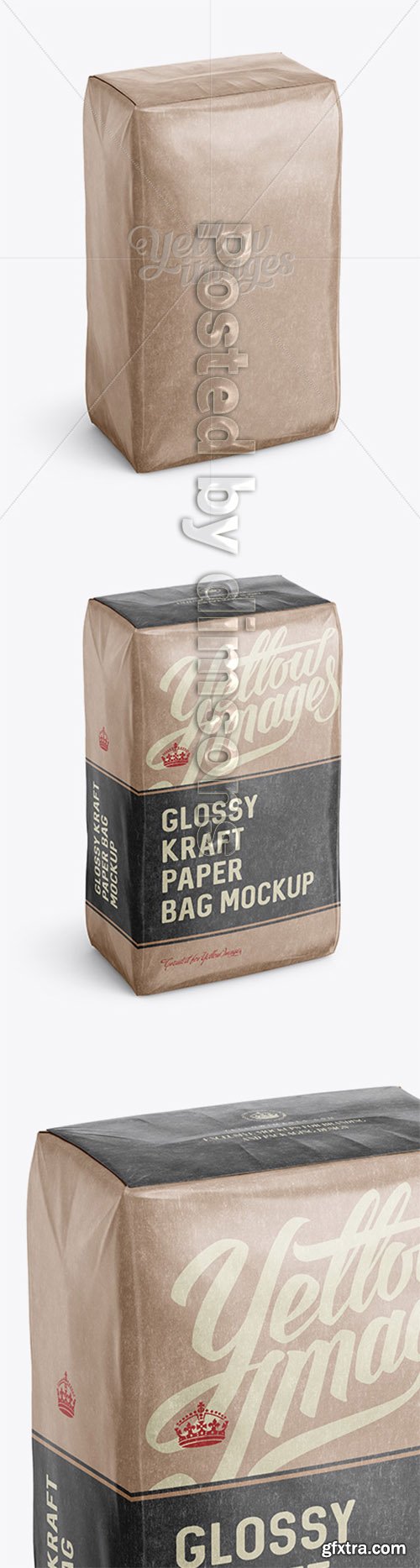 Glossy Kraft Paper Bag Mockup - Halfside View (High-Angle Shot) 13557