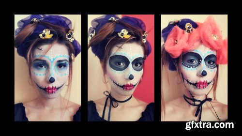 Catrina Body Painting, Day of the Dead Makeup. Halloween makeup tutorial.