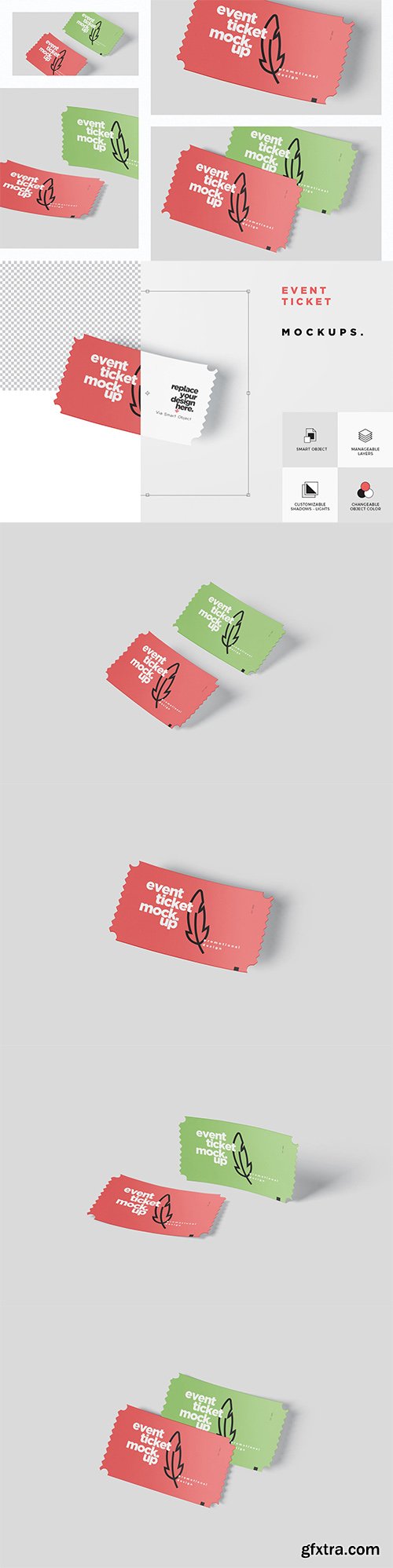 Event Ticket Mockup Set - Small Size