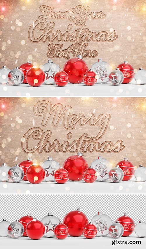 Wooden Text Effect with Christmas Decorations 300470636