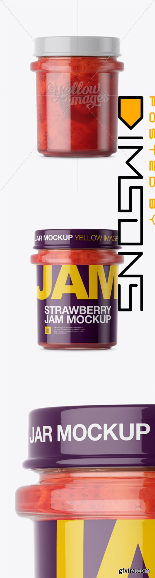 Glass Strawberry Jam Jar Mockup - Front View 13907