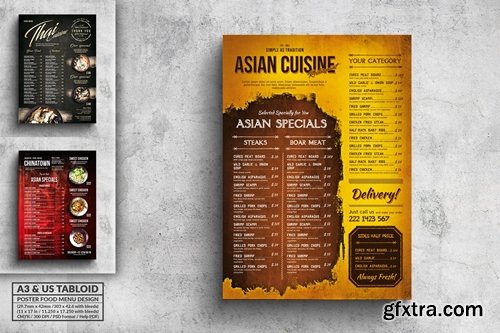 Various Asian Food Menu Poster Design Bundle