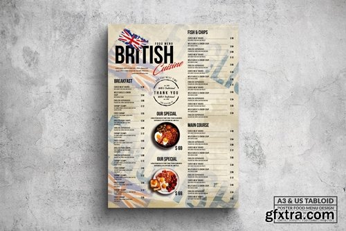 British Poster Food Menu - A3 & US Tabloid