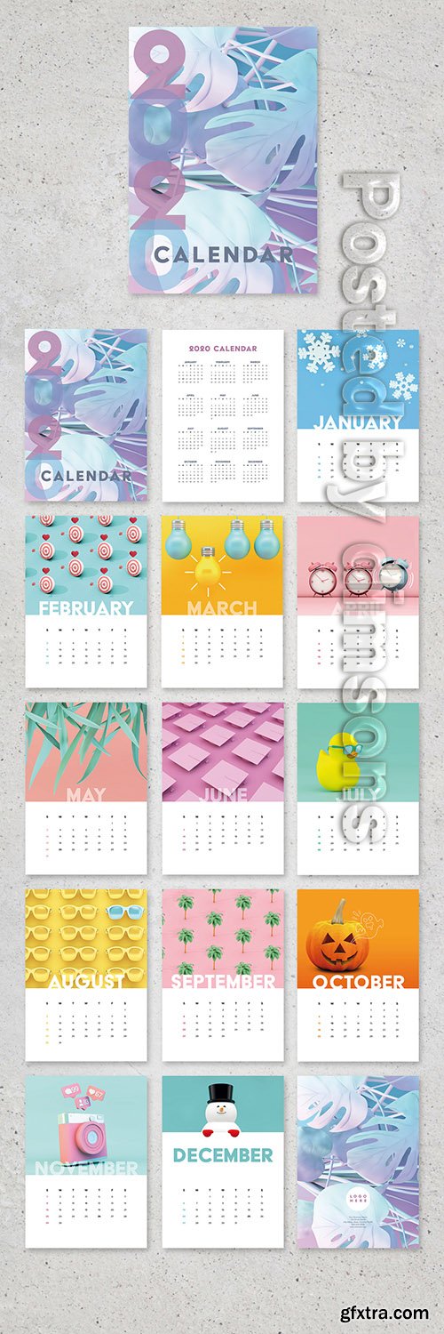 Colorfull Wall Calendar Layout 307016418