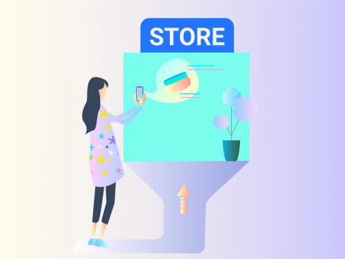 AR Store Checking 2D Illustration